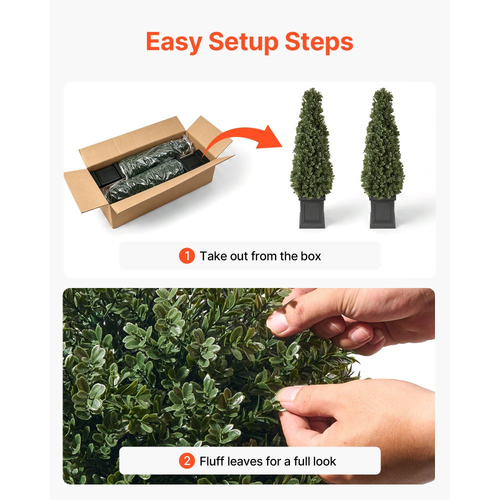 Τεχνητό φυτό VEVOR Boxwood Topiary 1000 mm Σετ 2 τεμαχίων με ανθεκτική γλάστρα, ψεύτικα δέντρα PE υψηλής ποιότητας, ψεύτικο πράσινο φυτό εσωτερικού και εξωτερικού χώρου όλο το χρόνο για μπροστινή πόρτα, είσοδο, βεράντα, μπαλκόνι, αίθριο, κήπο