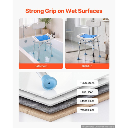 Καρέκλα ντους VEVOR με πλάτη, κάθισμα μπάνιου βαρέως τύπου χωρητικότητας 227 kg για εσωτερικό ντους ή μπανιέρες, καρέκλα μπανιέρας μπάνιου ρυθμιζόμενου ύψους 3 επιπέδων για ηλικιωμένους και άτομα με αναπηρία.