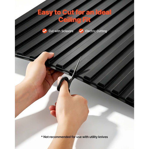 Πλακάκια οροφής PVC VEVOR 605x1215mm, 12 τεμάχια, τρισδιάστατα μαύρα γραμμικά πάνελ, λείο φύλλο PVC για πλέγμα πτώσης, ανθεκτικό στις κρούσεις, βαφόμενη επιφάνεια, εύκολο κόψιμο, μοντέρνο διακοσμητικό στυλ για σπίτι, γραφείο