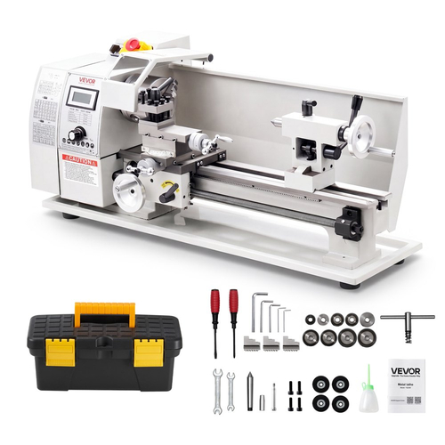 Τόρνος Μεταλλικών VEVOR 220 x 402 mm 650W Επιτραπέζιος Τόρνος Μεταβλητής Ταχύτητας, Μέγιστη Ταχύτητα 2500 RPM με Μεταλλικό Γρανάζι, Αναστρέψιμη Κατεύθυνση, 14 Μετρικά 10 Imperial Σπειρώματα, για Τόρνευση Ακριβείας Μετάλλου