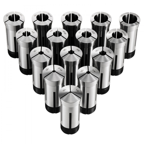 Σετ κόλετ VEVOR 5C Σετ τσοκ ακριβείας 1/8"-1" 15 τεμαχίων στρογγυλών κόλετ 5C, για φρέζες, πρέσες τρυπανιών, εργαλείο τσοκ τόρνου υψηλής συγκέντρωσης TIR 0,0008" με θήκη αποθήκευσης, σκληρυμένο και τροχισμένο