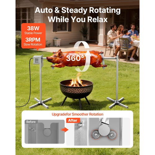 Ηλεκτρικό κιτ σούβλας VEVOR Rotisserie Grill 8 επιπέδων ύψους, ψησταριές BBQ, κιτ σούβλας με χωρητικότητα 60 kg, μοτέρ 38W, κιτ αυτόματου ψησίματος από ανοξείδωτο ατσάλι για πάρτι