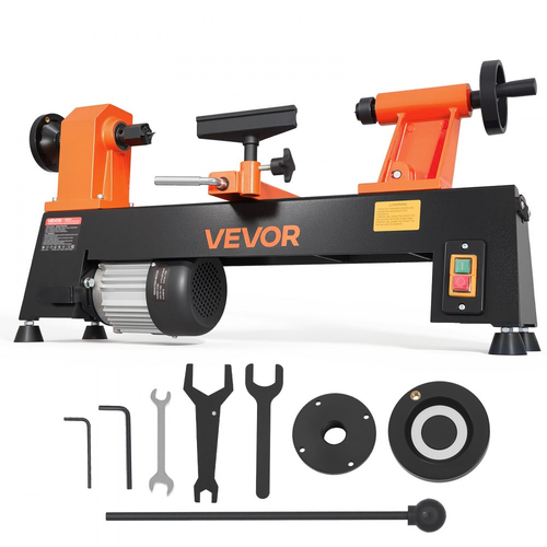 Τόρνος Ξύλου VEVOR 1/2 HP 254 mm x 465 mm Επιτραπέζιος Τόρνος Ξύλου 5 Ταχύτητες, 650/1100/1600/2200/3200 RPM, με Στήριγμα Εργαλείων & Κλειδιά, Βαρέως Τύπου, για Αρχάριους και Λάτρεις των DIY Ξυλουργικών Εργασιών, Ξυλοτορνευτικών Εργασιών