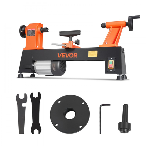 Τόρνος Ξύλου VEVOR 3/4 HP 304 x 465 mm Επιτραπέζιος Τόρνος Ξύλου 5 Ταχύτητες, 650/1100/1600/2200/3200 RPM, με Στήριγμα Εργαλείου, Κλειδί, Πρόσοψη, Βαρέως Τύπου, για Αρχάριους Επαγγελματίες Ξυλουργικής και Τορνευτήρια