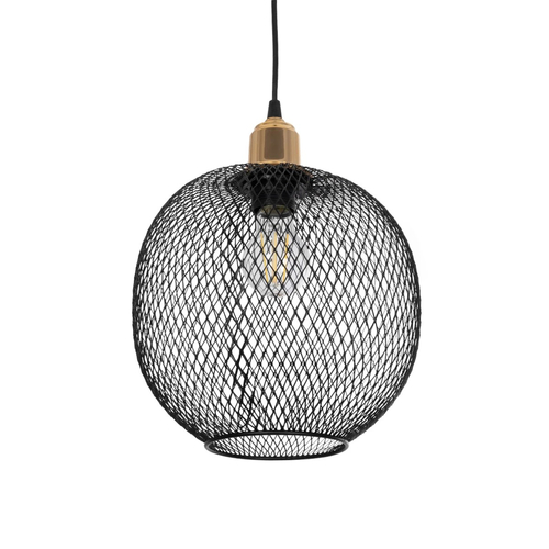 GLOBOSTAR® WIRE LE-201-0019 Μοντέρνο Κρεμαστό Φωτιστικό Οροφής με Ντουί 1 x E27 AC 220-240V IP20 - Μαύρο & Χρυσό - Μ25 x Π25 x Υ32cm