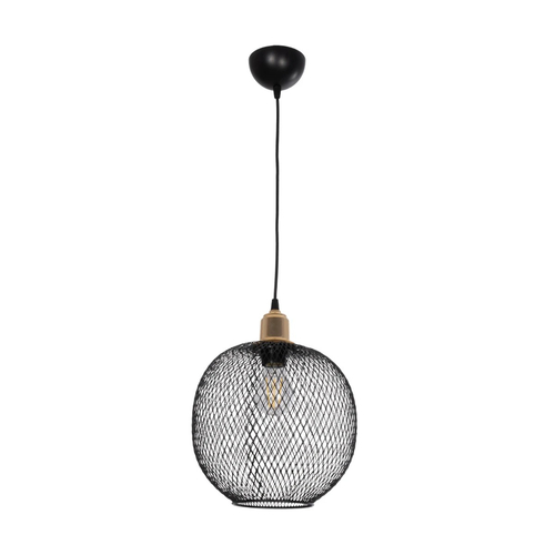 GLOBOSTAR® WIRE LE-201-0019 Μοντέρνο Κρεμαστό Φωτιστικό Οροφής με Ντουί 1 x E27 AC 220-240V IP20 - Μαύρο & Χρυσό - Μ25 x Π25 x Υ32cm