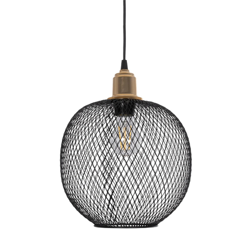 GLOBOSTAR® WIRE LE-201-0019 Μοντέρνο Κρεμαστό Φωτιστικό Οροφής με Ντουί 1 x E27 AC 220-240V IP20 - Μαύρο & Χρυσό - Μ25 x Π25 x Υ32cm