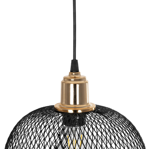 GLOBOSTAR® WIRE LE-201-0019 Μοντέρνο Κρεμαστό Φωτιστικό Οροφής με Ντουί 1 x E27 AC 220-240V IP20 - Μαύρο & Χρυσό - Μ25 x Π25 x Υ32cm