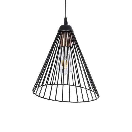 GLOBOSTAR® ARCWIRE LE-203-0015 Μοντέρνο Κρεμαστό Φωτιστικό Οροφής με Ντουί 1 x E27 AC 220-240V IP20 - Μαύρο - Μ25 x Π25 x Υ30cm