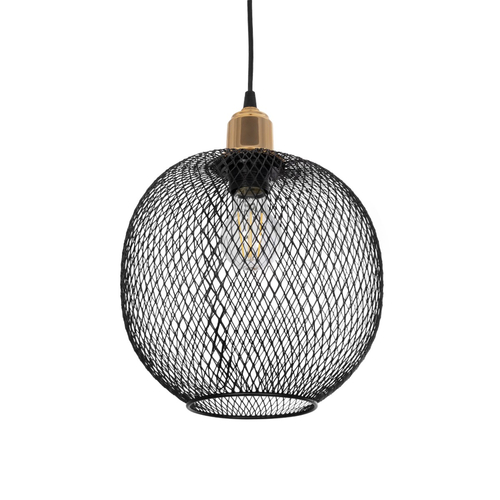 GLOBOSTAR® WIRE LE-201-0019 Μοντέρνο Κρεμαστό Φωτιστικό Οροφής με Ντουί 1 x E27 AC 220-240V IP20 - Μαύρο & Χρυσό - Μ25 x Π25 x Υ32cm