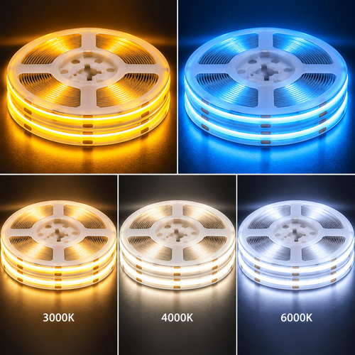 Σετ Ταινία LED COB 10W/m 24V 480LED/m 10m με App και Controller – 5 Χρώματα Χρυσό, Ice Blue, Θερμό, Φυσικό & Ψυχρό Λευκό