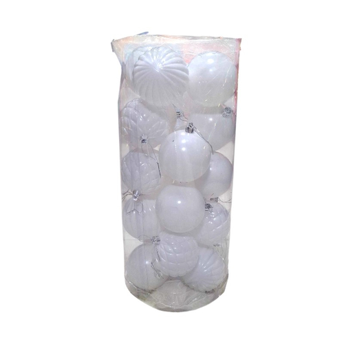 Σετ Χριστουγεννιάτικες μπάλες - 8cm - 24pcs - 326093 - White