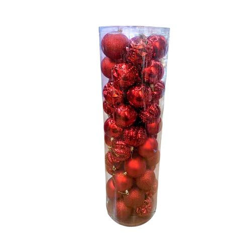 Σετ Χριστουγεννιάτικες μπάλες - 8cm - 50pcs - 326116 - Red
