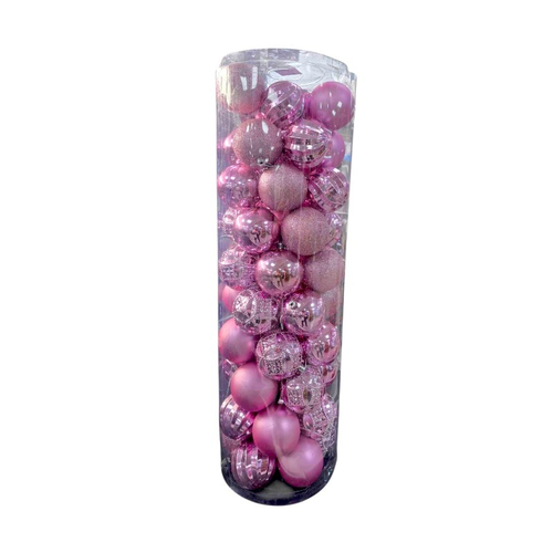 Σετ Χριστουγεννιάτικες μπάλες - 8cm - 50pcs - 326116 - Pink