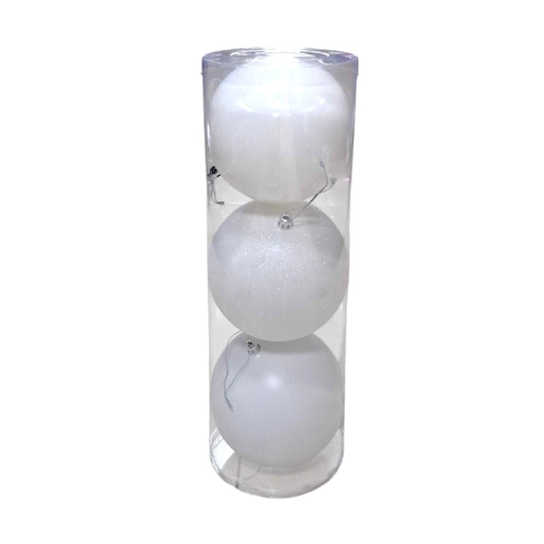Σετ Χριστουγεννιάτικες μπάλες - 15cm - 3pcs - 326130 - White
