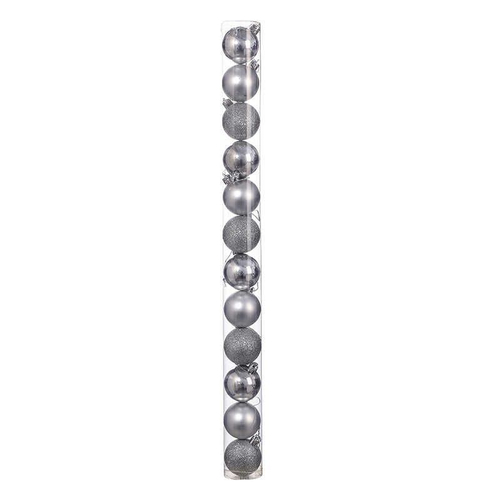Σετ Χριστουγεννιάτικες μπάλες - 8cm - 12pcs - 326055 - Silver