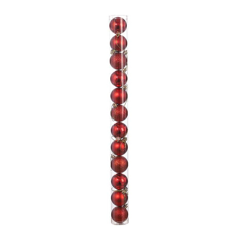 Σετ Χριστουγεννιάτικες μπάλες - 8cm - 12pcs - 326055 - Red