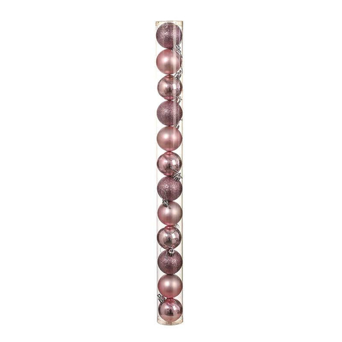 Σετ Χριστουγεννιάτικες μπάλες - 8cm - 12pcs - 326055 - Pink
