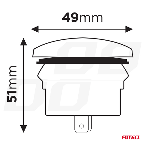 Amio - Πρίζα με 2 Θύρες USB και Καπάκι 12/24V Αδιάβροχη Μακρόστενο Σχήμα με Κόκκινο LED Φως Μαύρη - 1 τεμ. (04228/AM)