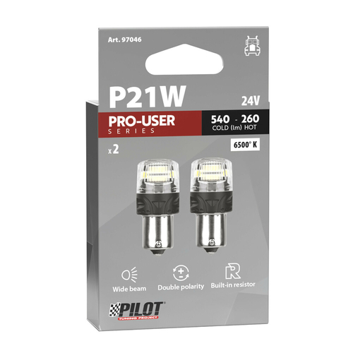 P21W 24V BA15s 540/260lm 6.500K ΔΙΠΛΗΣ ΠΟΛΙΚΟΤΗΤΑΣ LED CAN-BUS PRO-USER SERIES 24V 2ΤΕΜ.