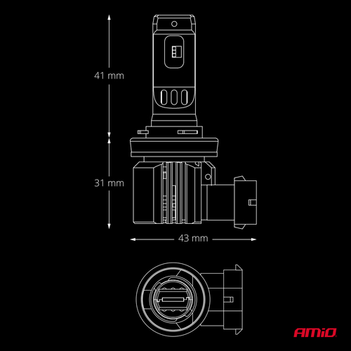 AMiO - Λάμπες LED F26 Pro Series H8/H9/H11/H16 12/24V 68W 2900-3550lm 6.000K Full Can-Bus Plug&Play - 2 Τεμ. (04873/AM)