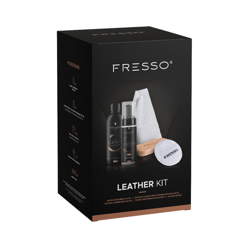 Fresso - Kit Καθαρισμού και Προστασίας Δέρματος Leather Kit με Cleaner 150 ml, Conditioner 250 ml και Αξεσουάρ Εφαρμογής - Σετ 5 Τεμ. (390839/FRE)