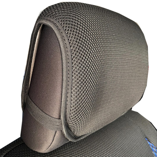ΗΜΙΚΑΛΥΜΜΑΤΑ ΚΑΘΙΣΜΑΤΩΝ BUCKET RECARO ΜΑΥΡΟ/ΜΠΛΕ ΥΦΑΣΜΑ + 100% ΨΑΘΑ (ΧΟΡΤΟ) ΜΕ ΠΡΟΣΚΕΦΑΛΑ - 2 ΤΕΜ.