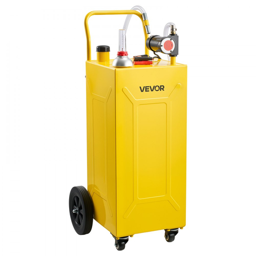 VEVOR 113,6L Diesel Caddy, από ανθρακούχο χάλυβα, φορητή δεξαμενή αποθήκευσης μεταφοράς ντίζελ με ηλεκτρική αντλία και 4 τροχούς, δοχείο μεταφοράς δοχείων, για τρακτέρ, περονοφόρα ανυψωτικά, φορτωτές, γεωργικά μηχανήματα, κίτρινο