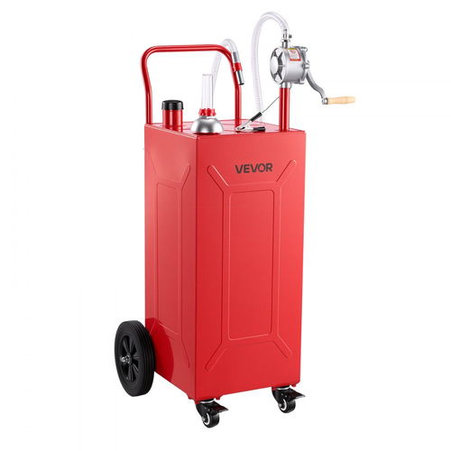 VEVOR 113,6L Fuel Gas Caddy, από ανθρακούχο χάλυβα, φορητή δεξαμενή αποθήκευσης μεταφοράς καυσίμου με χειροκίνητη αντλία και 4 τροχούς, δοχείο δοχείων βενζίνης ντίζελ, για αυτοκίνητα, χλοοκοπτικά, ATV, σκάφη, μοτοσικλέτες, κόκκινο