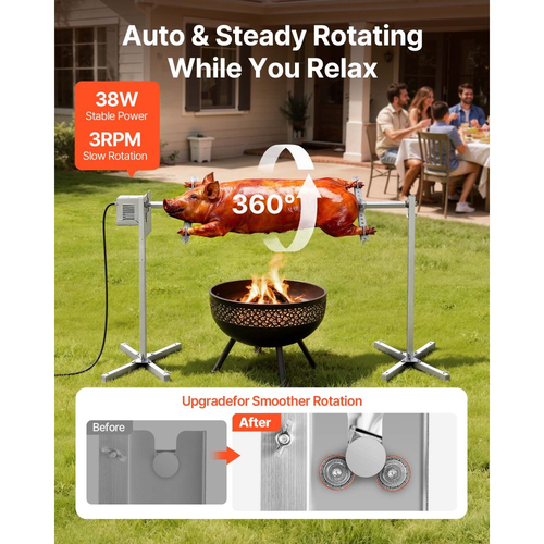 Ηλεκτρικό κιτ σούβλας VEVOR Rotisserie Grill 8 επιπέδων ύψους, κιτ σούβλας BBQ με χωρητικότητα φορτίου 88 λίβρες, μοτέρ 38W, κιτ αυτόματου ψησίματος από ανοξείδωτο ατσάλι για πάρτι