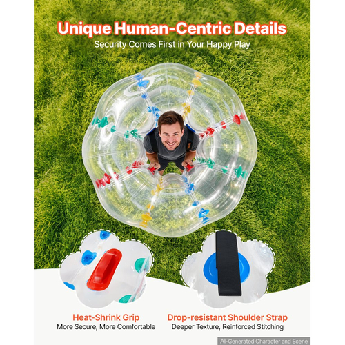 VEVOR 2 φουσκωτές μπάλες προφυλακτήρα 1,5 μ. Human Bubble Adult Διαφανείς, για αυλή, κάμπινγκ, πικνίκ, πάρκο, γκαζόν και ομαδικό παιχνίδι σε εξωτερικούς χώρους, παχύρρευστο υλικό PVC, μπάλα σούμο χάμστερ με λαβή