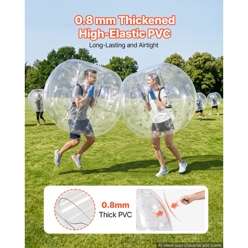 VEVOR 2 φουσκωτές μπάλες προφυλακτήρα 1,5 μ. Human Bubble Adult Διαφανείς, για αυλή, κάμπινγκ, πικνίκ, πάρκο, γκαζόν και ομαδικό παιχνίδι σε εξωτερικούς χώρους, παχύρρευστο υλικό PVC, μπάλα σούμο χάμστερ με λαβή
