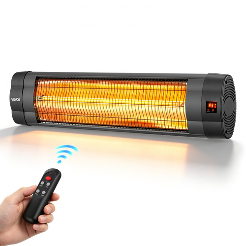Θερμαντήρας Υπέρυθρης Θερμάστρας VEVOR 2500W Ηλεκτρικός Θερμαντήρας Χώρου 3 Ρυθμίσεις Θέρμανσης Μαύρο, Τηλεχειριστήριο & Χειριστήριο Πίνακα, Χρονοδιακόπτης 24 Ωρών, Υλικό PP Premium, Ομοιόμορφη Ζεστασιά για Αίθρια, Αυλές, Μπαλκόνια Εξωτερικής Χρήσης