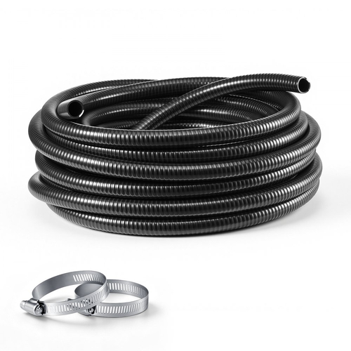 Σωλήνας αναρρόφησης VEVOR 25 mm x 25 m, βαρέως τύπου, από PVC, αντλία αναρρόφησης, για πισίνες, αντλία απορριμμάτων, μεταφορά νερού, αντοχή σε υψηλή πίεση, ανθεκτικό στις καιρικές συνθήκες και στις εκρήξεις, με σφιγκτήρες, μαύρο