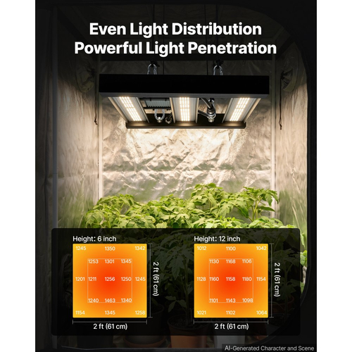 Φως ανάπτυξης LED VEVOR 200W πλήρους φάσματος με δυνατότητα ρύθμισης φωτεινότητας 400-740 nm, για φυτά εσωτερικού χώρου σε τέντα καλλιέργειας 60 x 60 cm, για σπορά, λαχανικά, κράμα αλουμινίου, αλυσίδα μαργαρίτας, ρυθμιζόμενη φωτεινότητα