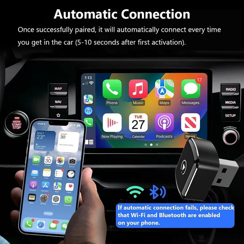 Ασύρματος αντάπτορας για CarPlay και Android Auto - Wifi/Bluetooth - MS-07 - 565658