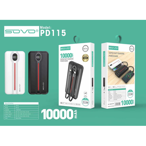 Powerbank 2in1 - Fast Charge - 10.000mah - 22.5W - PD115 - 818645 - White