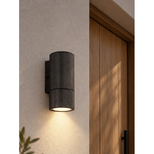 GLOBOSTAR® WALLY 77876 Μοντέρνο Φωτιστικό Τοίχου - Απλίκα με Ντουί 1 x GU10 AC 220-240V Αδιάβροχο IP65 - Μαύρο Ματ - Μ6.5 x Π9 x Υ13.5cm
