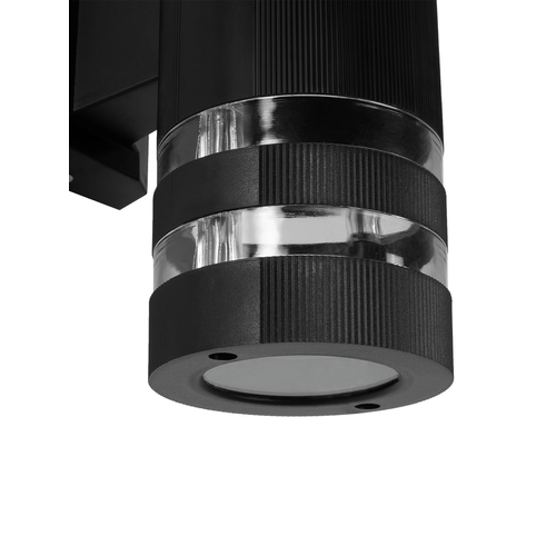 GLOBOSTAR® ORION 77886 Μοντέρνο Φωτιστικό Τοίχου - Απλίκα με Ντουί 1 x GU10 AC 220-240V Αδιάβροχο IP65 - Μαύρο Ματ - Μ9 x Π15.5 x Υ22cm