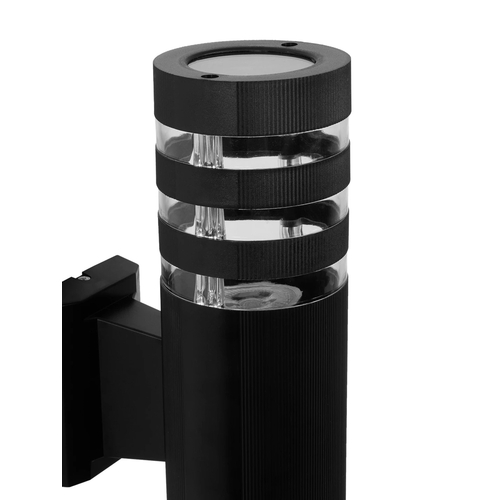 GLOBOSTAR® ORION 77887 Μοντέρνο Φωτιστικό Τοίχου - Απλίκα με Ντουί 2 x GU10 AC 220-240V Αδιάβροχο IP65 - Μαύρο Ματ - Μ9 x Π15 x Υ35.5cm