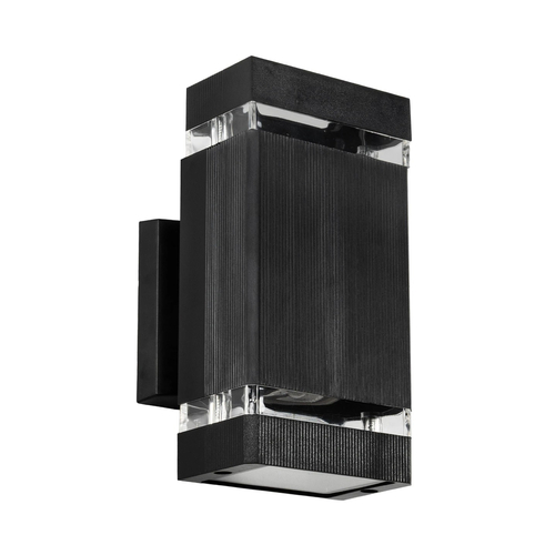 GLOBOSTAR® QUATRO 77897 Μοντέρνο Φωτιστικό Τοίχου - Απλίκα με Ντουί 2 x GU10 AC 220-240V Αδιάβροχο IP65 - Μαύρο Ματ - Μ11 x Π13 x Υ21.5cm
