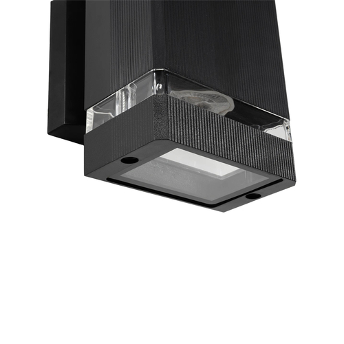 GLOBOSTAR® QUATRO 77897 Μοντέρνο Φωτιστικό Τοίχου - Απλίκα με Ντουί 2 x GU10 AC 220-240V Αδιάβροχο IP65 - Μαύρο Ματ - Μ11 x Π13 x Υ21.5cm