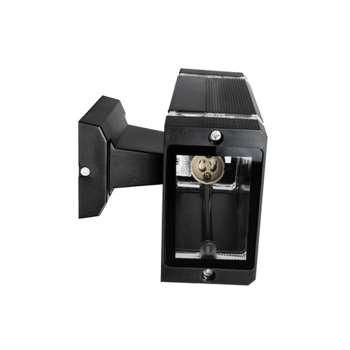GLOBOSTAR® QUATRO 77897 Μοντέρνο Φωτιστικό Τοίχου - Απλίκα με Ντουί 2 x GU10 AC 220-240V Αδιάβροχο IP65 - Μαύρο Ματ - Μ11 x Π13 x Υ21.5cm