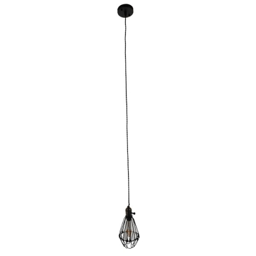 GloboStar® FLOWER BLACK 01181 Vintage Industrial Κρεμαστό Φωτιστικό Οροφής Μαύρο Μεταλλικό Πλέγμα Φ10 x Y20cm