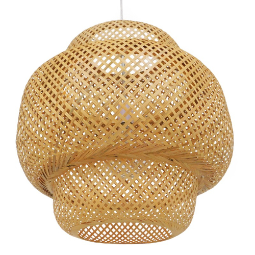 Bamboo Cloud - Κρεμαστό Μονόφωτο E27 Boho Μπαμπού Φυσικό Πλέγμα - Μ56 x Π56 x Υ54cm