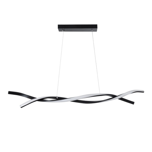 VenCore Duo Wave 6089-20004 - Μοντέρνο Κρεμαστό Φωτιστικό Οροφής Δίφωτο LED 54W Μαύρο Αλουμίνιο 90εκ με Ρυθμιζόμενο CCT Λευκό - Ημέρας - Θερμό & Χειριστήριο