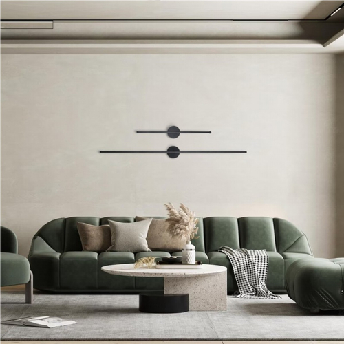 VenCore Linear Round 6093-20003 - Μοντέρνο Επιτοίχιο Δίφωτο LED 18W Μαύρο Αλουμίνιο 120CM με Ρυθμιζόμενο CCT Λευκό - Ημέρας - Θερμό - Χειρισμός CCT μέσω Διακόπτη On-Off