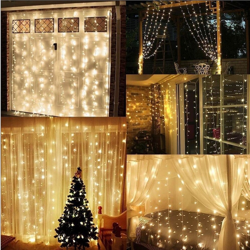 VenCore 7042-10004 - Fairy Curtain Lights 3x3m 300 LED 2200K - Χριστουγεννιάτικη Κουρτίνα με Διάφανο Καλώδιο 20W 230V 3x3m με 300 LED Θερμό Λευκό 2200K IP65 Αδιάβροχη