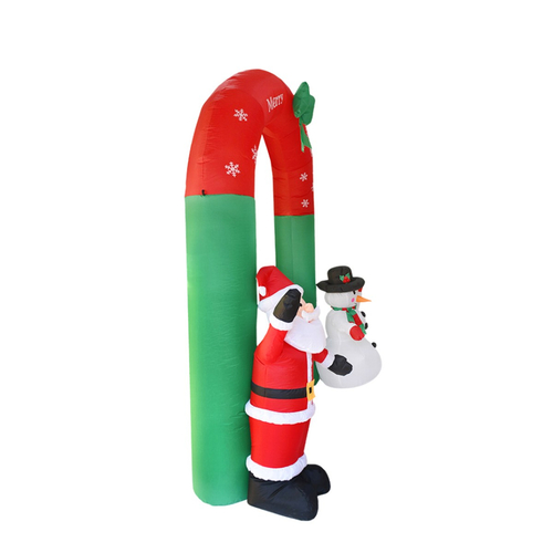 VenCore 8979-10001 - Santa Claus With Snowman Balloon 2.4m - Χριστουγεννιάτικη Φιγούρα Φουσκωτή Αγιου Βασίλη με Χιονάνθρωπο Εξωτερικού Χώρου 2.4m Ύψος - Αυτόματο Φούσκωμα - Φωτιζόμενη