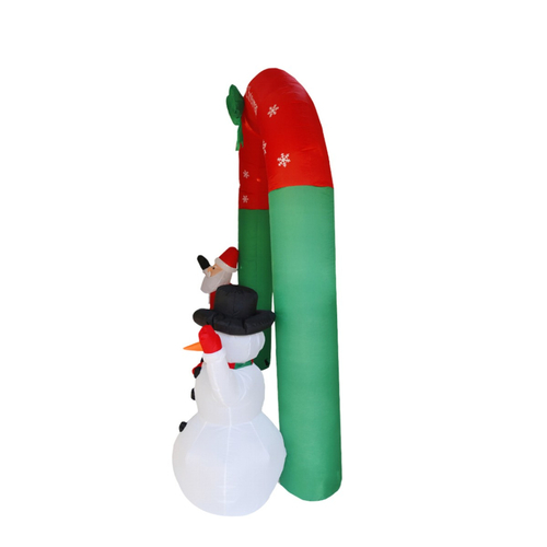 VenCore 8979-10001 - Santa Claus With Snowman Balloon 2.4m - Χριστουγεννιάτικη Φιγούρα Φουσκωτή Αγιου Βασίλη με Χιονάνθρωπο Εξωτερικού Χώρου 2.4m Ύψος - Αυτόματο Φούσκωμα - Φωτιζόμενη